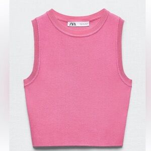 Zara Pink Sleeveless Ribbed Crop Top